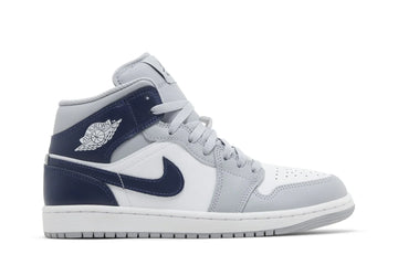 Air Jordan 1 Mid Wolf Grey Midnight Navy Cinza