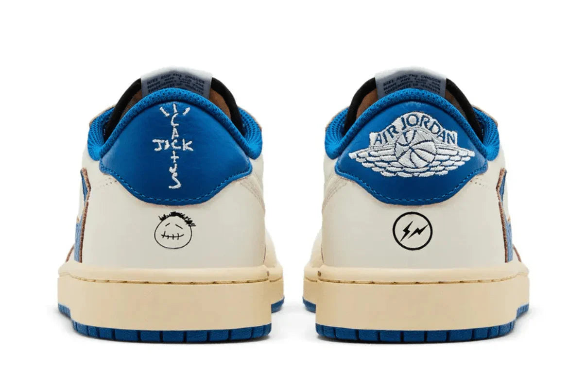 Air Jordan 1 x Travis Scott Retro Low OG SP Nike Sail Military Blue Couro